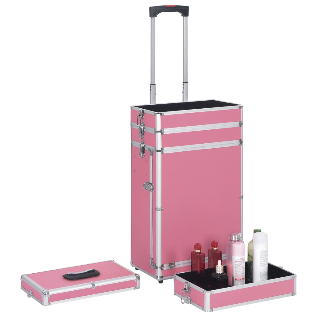 vidaXL Valigia Trolley per Cosmetici in Alluminio Rosa