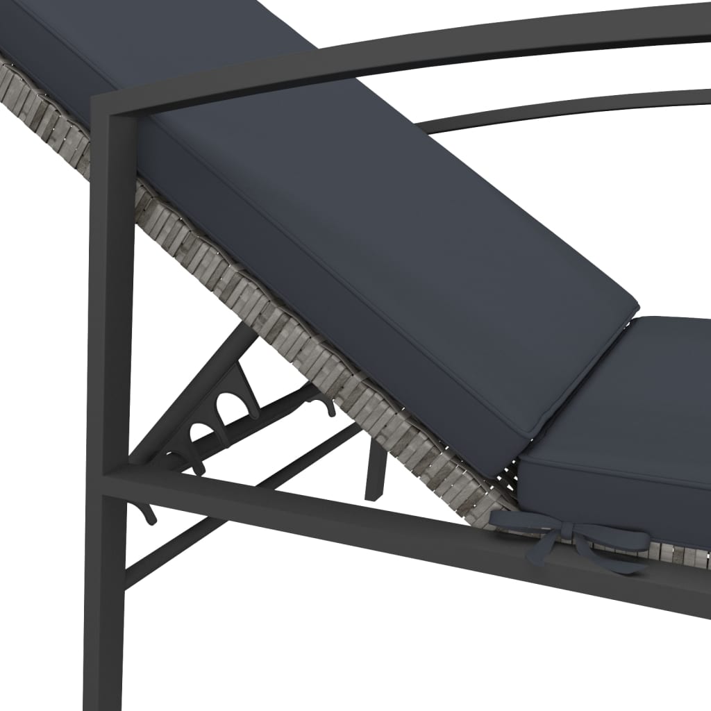VidaXL Lettino Prendisole con Cuscino in Polyrattan Grigio