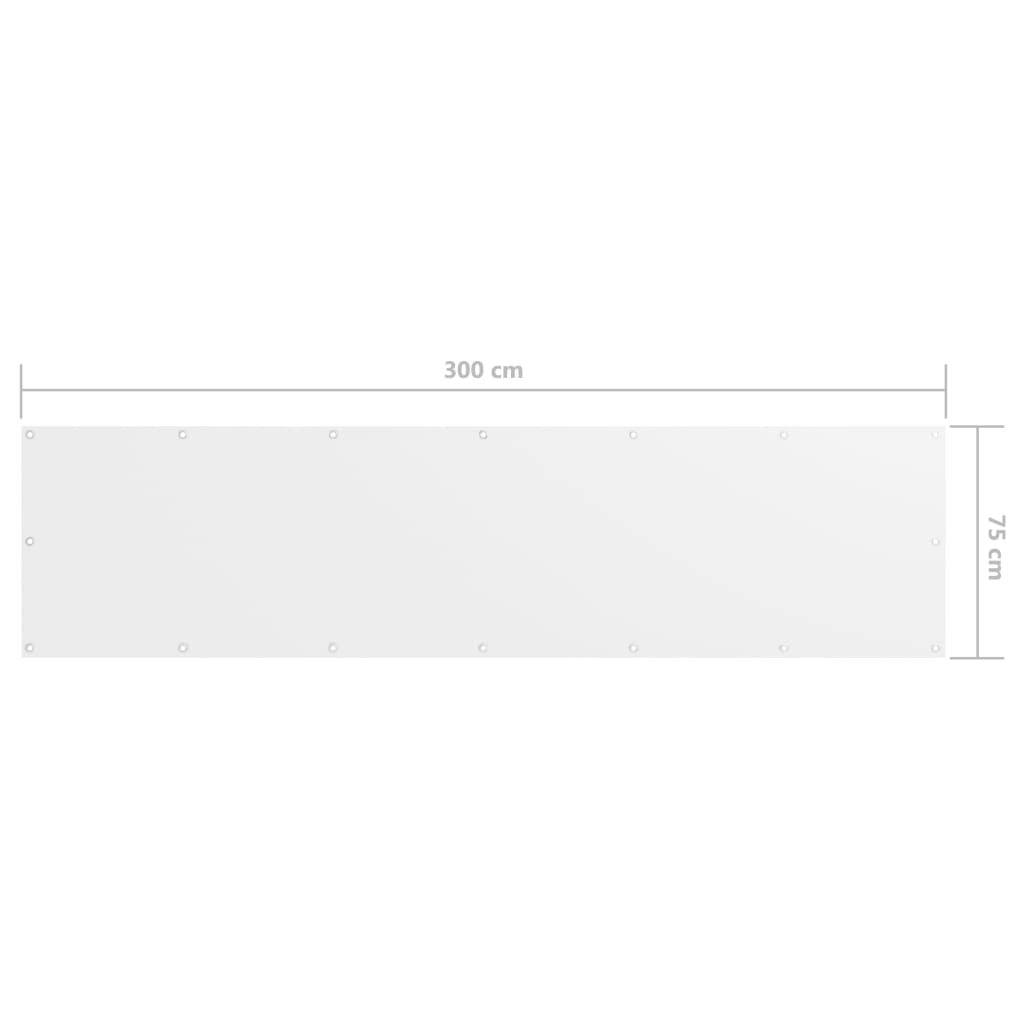 vidaXL Paravento da Balcone Bianco 75x300 cm in Tessuto Oxford