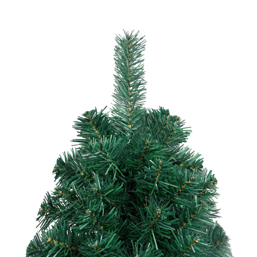 vidaXL Albero Natale Metà Preilluminato con Supporto Verde 210 cm PVC
