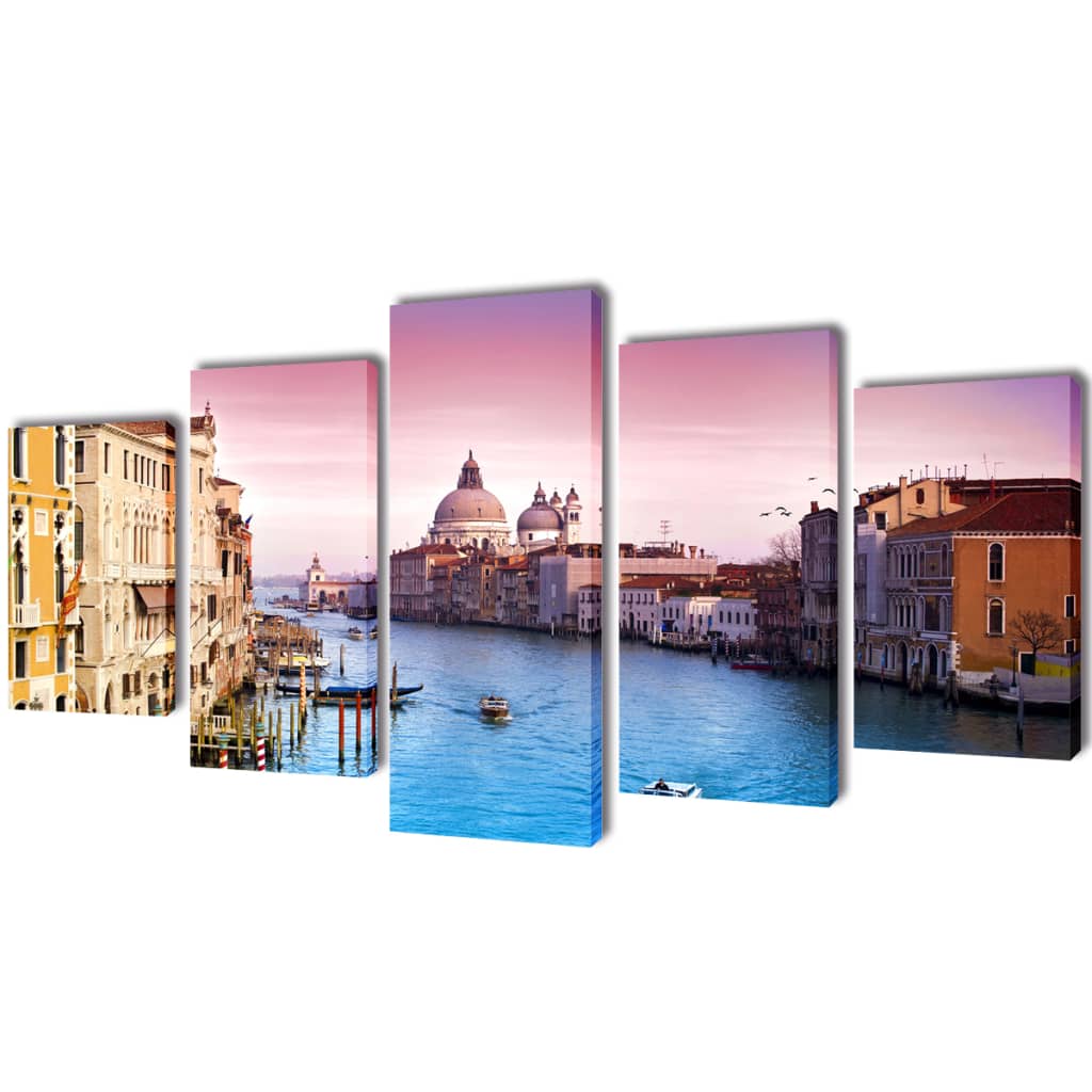 5 pz Set Stampa su Tela da Muro Venezia 200 x 100 cm