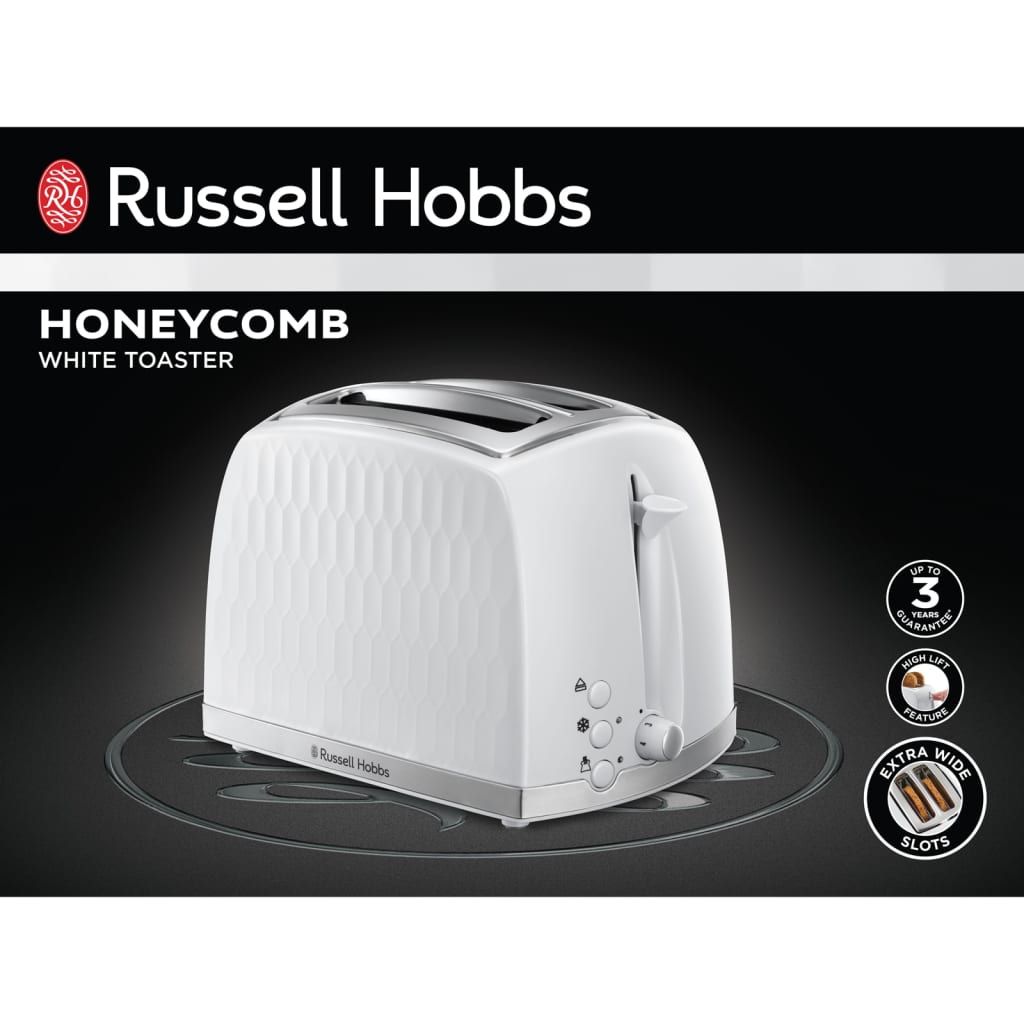 Russell Hobbs Tostapane 2 Fette Honeycomb Bianca