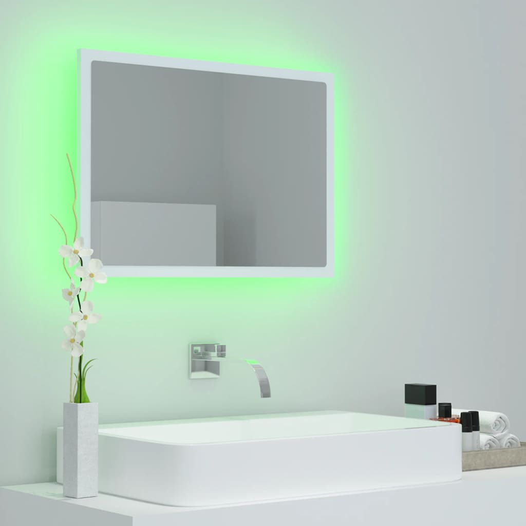 vidaXL Specchio da Bagno con LED Bianco 60x8,5x37 cm in Acrilico