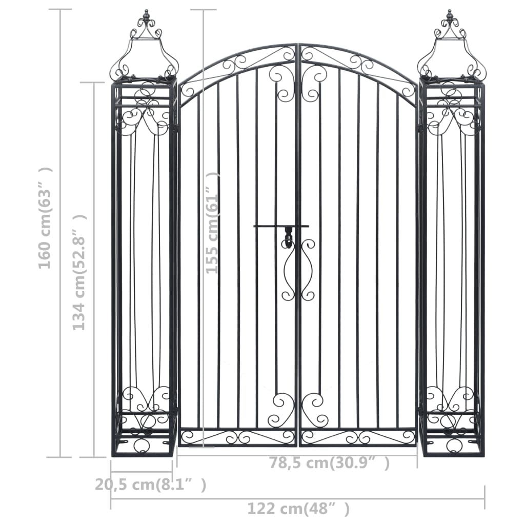 vidaXL Cancello Ornamentale da Giardino Ferro Battuto 122x20,5x160 cm