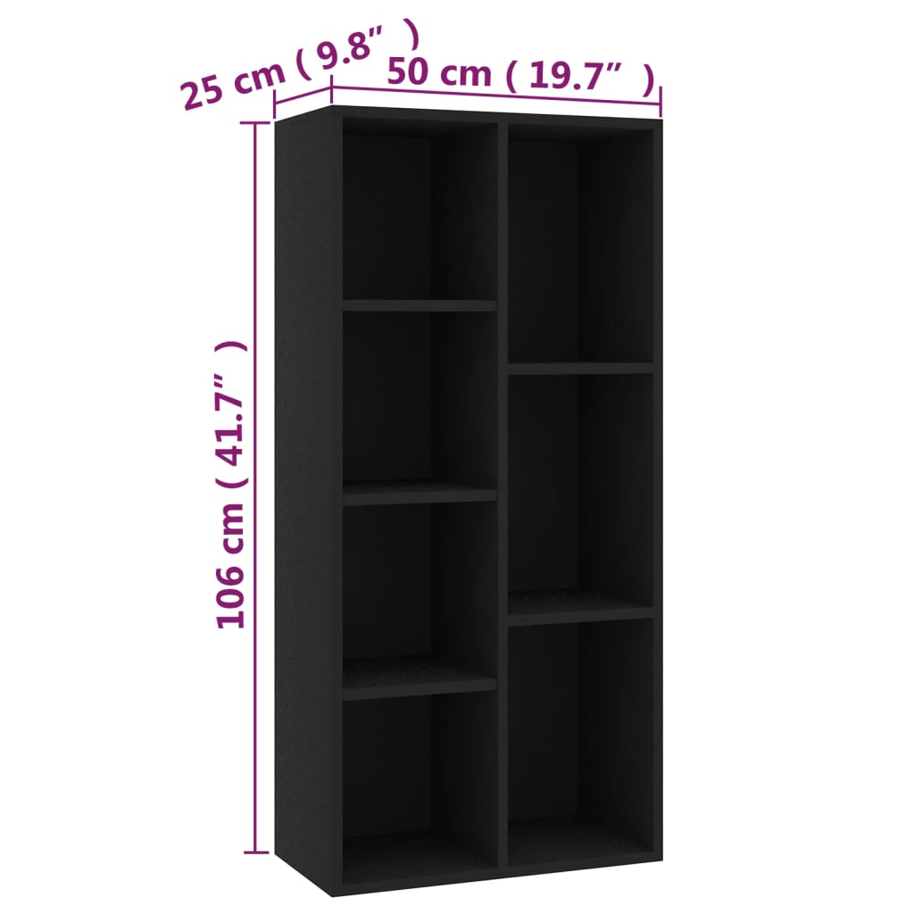 vidaXL Libreria Nera 50x25x106 cm in Legno Multistrato
