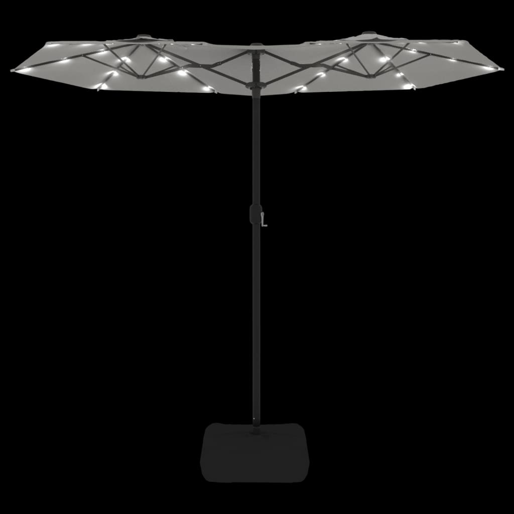 vidaXL Ombrellone a Doppia Testa con LED Bianco Sabbia 316x240 cm