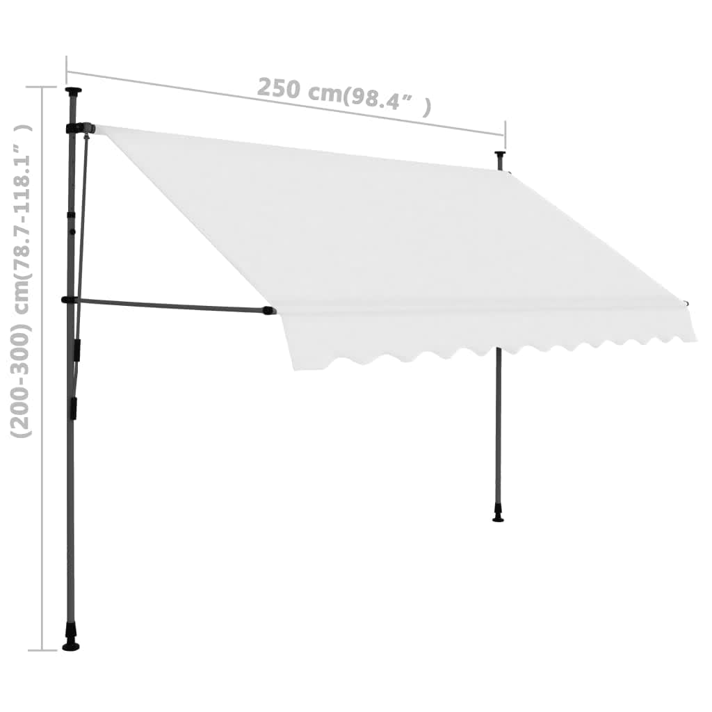 vidaXL Tenda da Sole Retrattile Manuale con LED 250 cm Crema