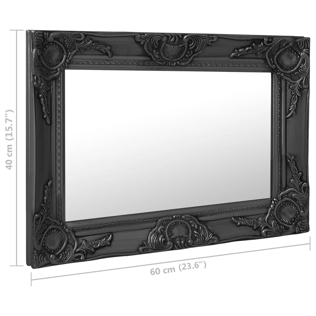 vidaXL Specchio da Parete Stile Barocco 60x40 cm Nero