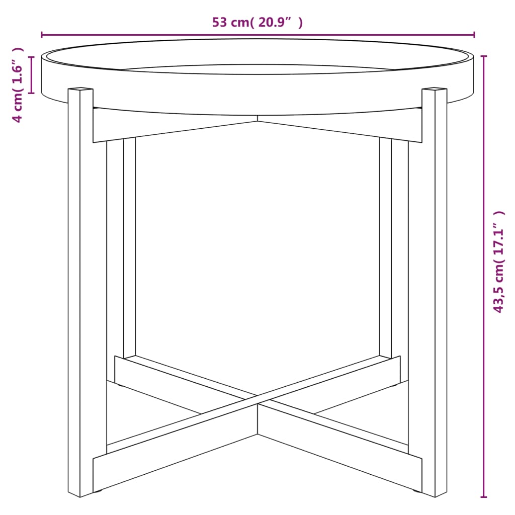 vidaXL Tavolino Nero 53x53x43,5cm Legno Multistrato e Massello di Pino