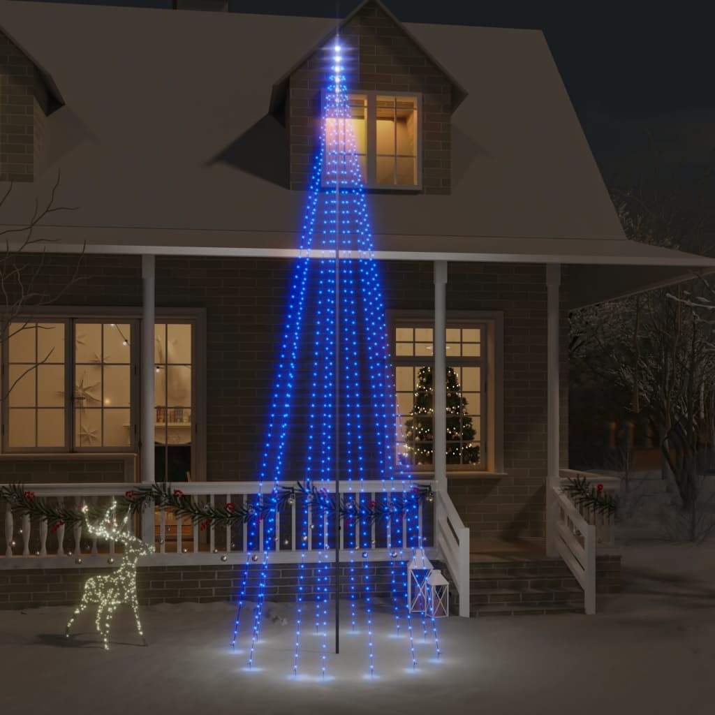 vidaXL Albero di Natale Pennone Blu 732 LED 500 cm