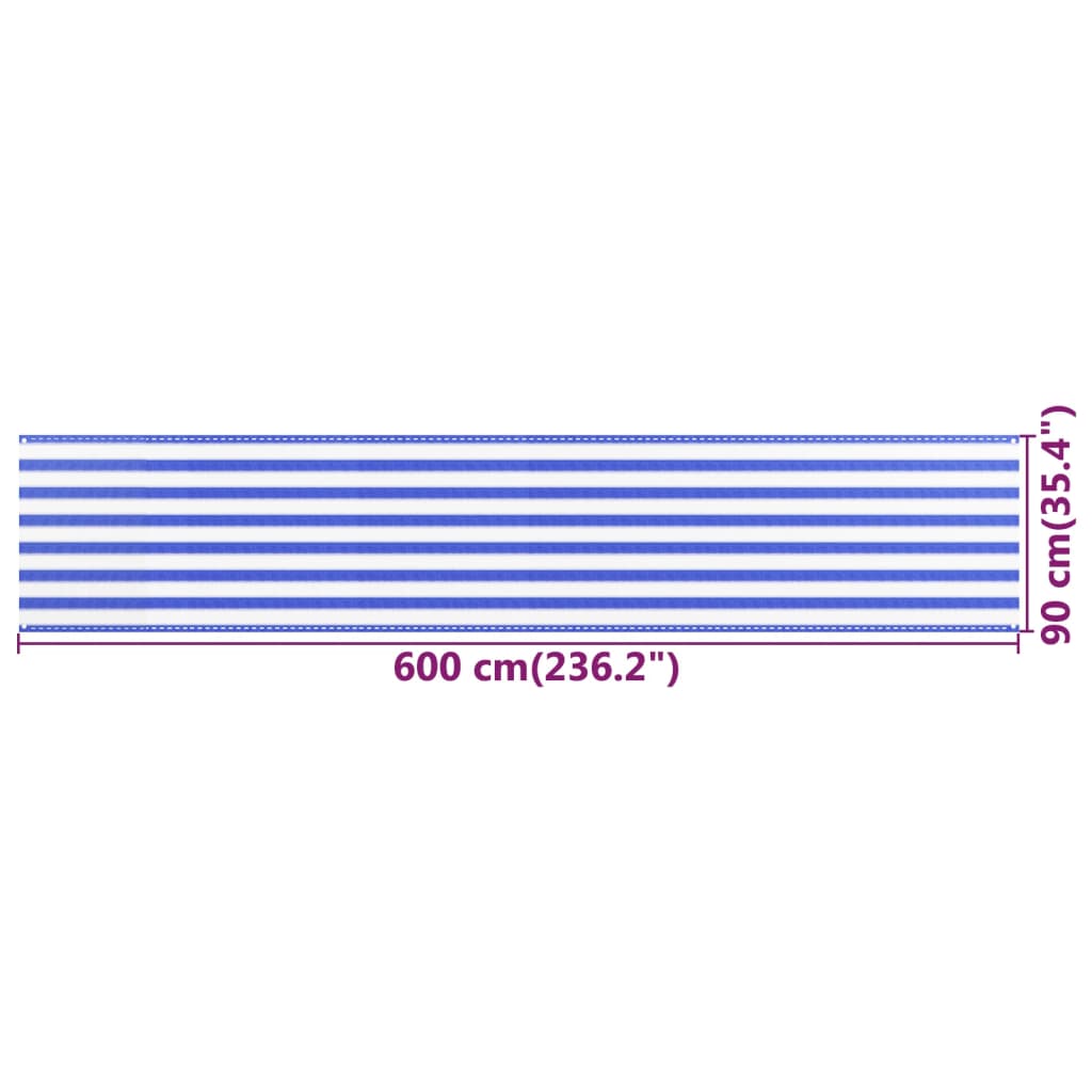 vidaXL Paravento da Balcone Blu e Bianco 90x600 cm in HDPE