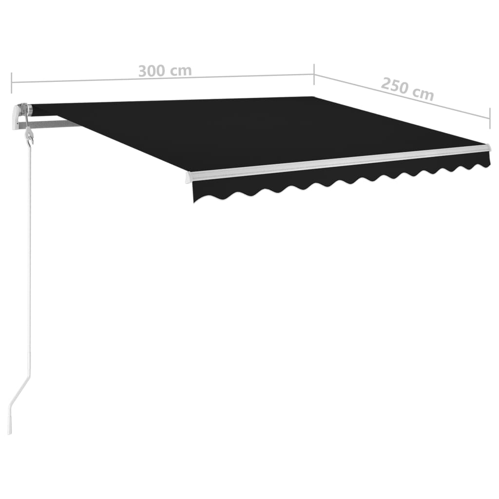 vidaXL Tenda da Sole Retrattile Manuale con LED 3x2,5m Antracite