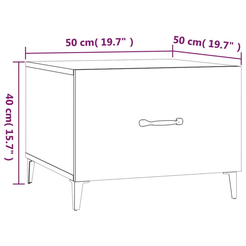 vidaXL Tavolini Salotto Gambe in Metallo 2pz Rovere Sonoma 50x50x40 cm