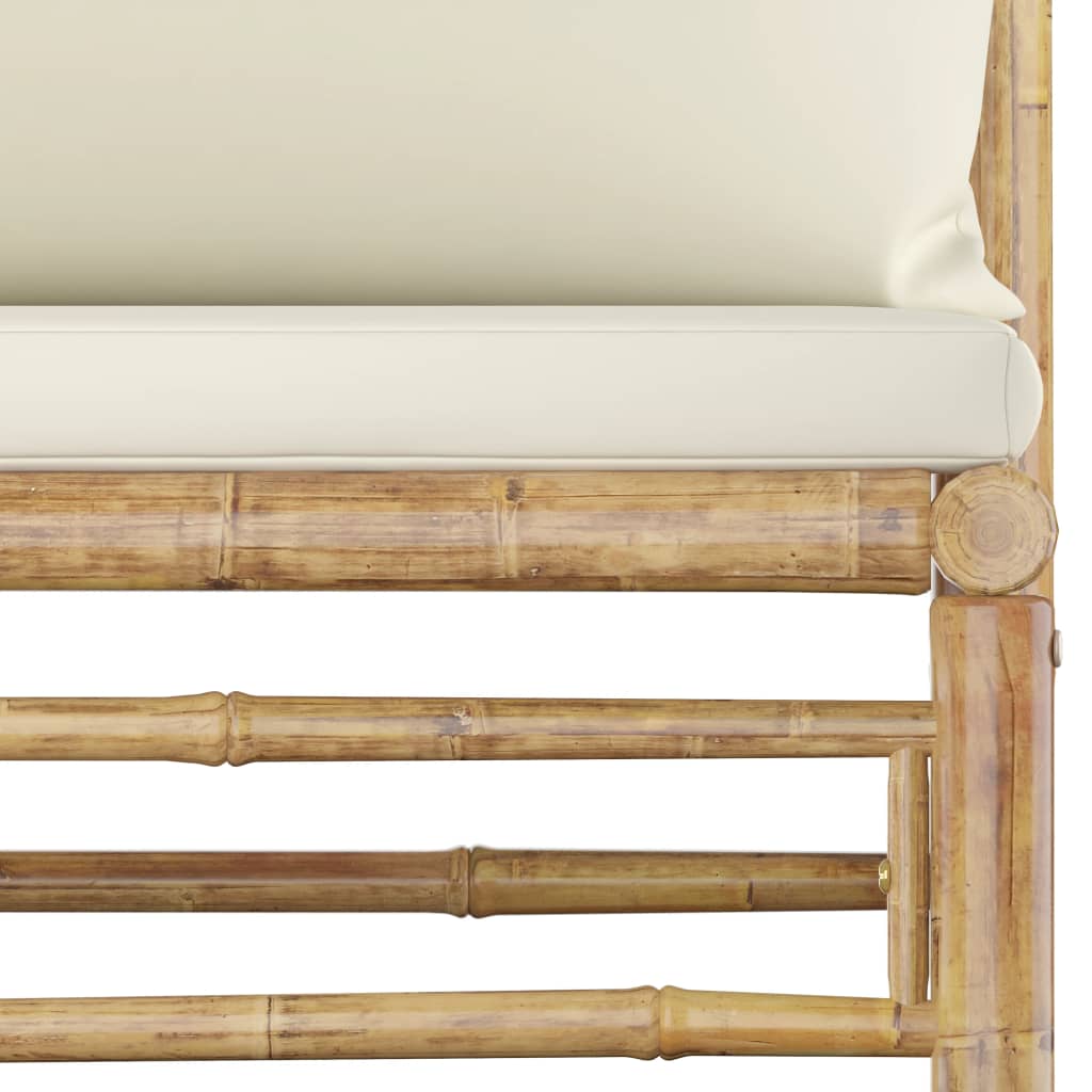 vidaXL Set Salotto da Giardino 4pz con Cuscini Bianco Crema in Bambù