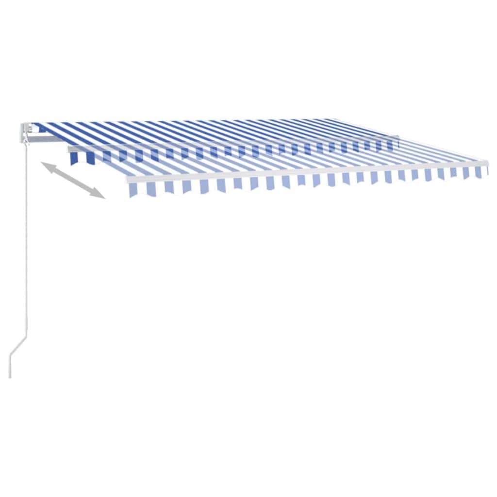 vidaXL Tenda da Sole Retrattile Manuale con LED 400x300cm Blu e Bianco