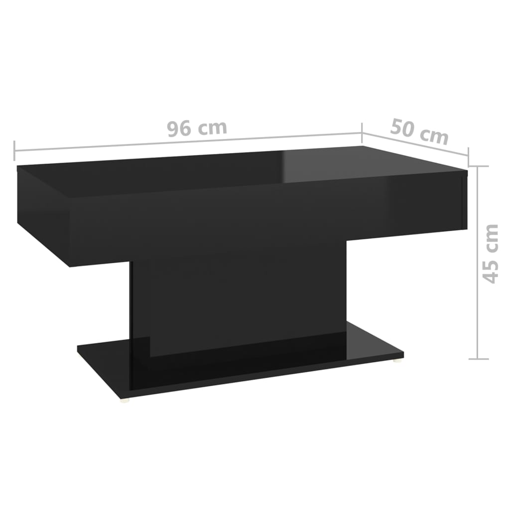 vidaXL Tavolino da Salotto Nero Lucido 96x50x45 cm Legno Multistrato