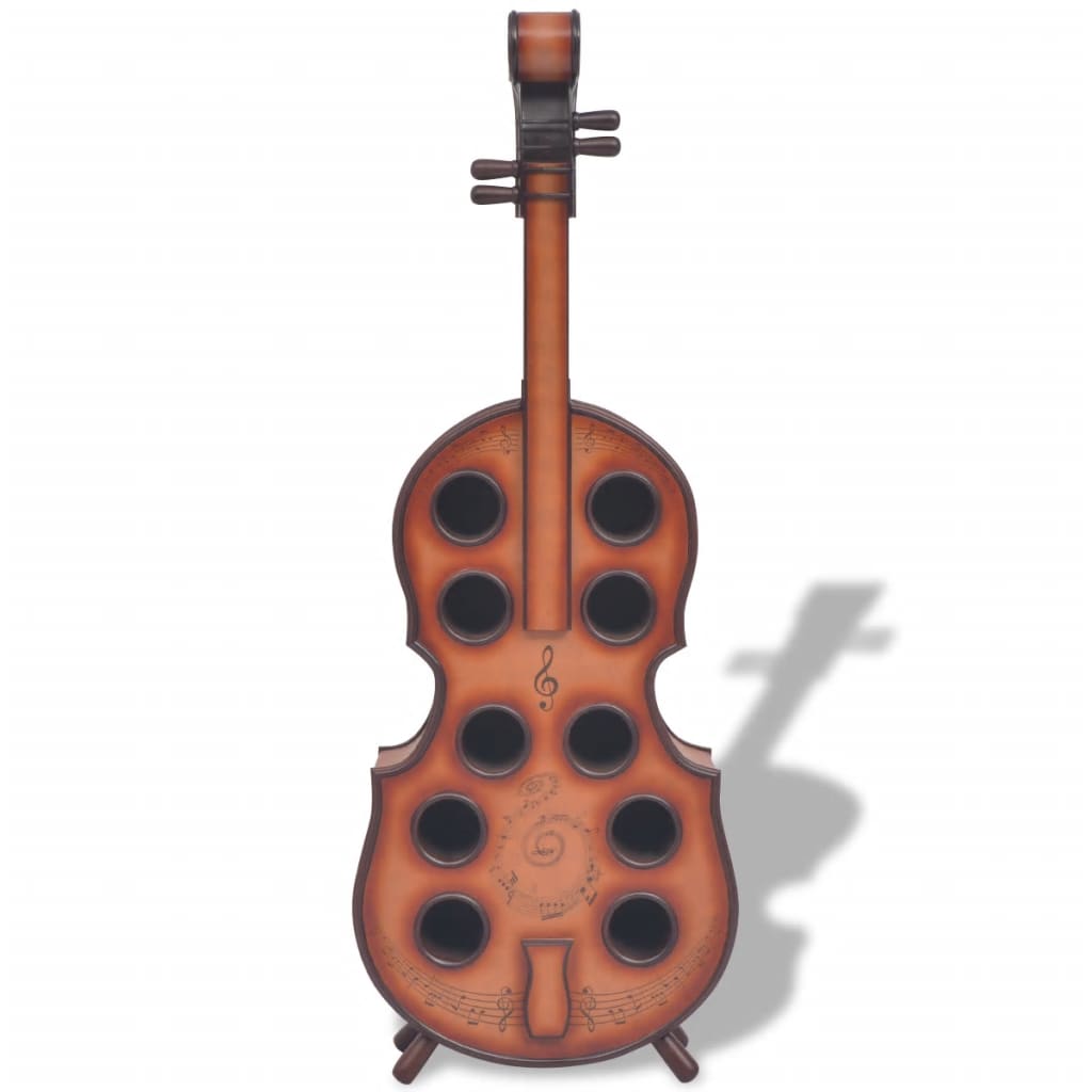 vidaXL Portavini a Forma di Violino 10 Bottiglie Marrone