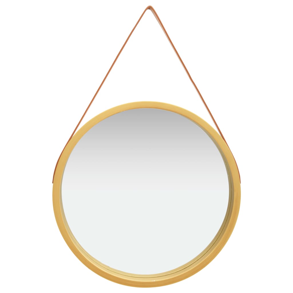 vidaXL Specchio da Parete con Cinghia 60 cm Oro