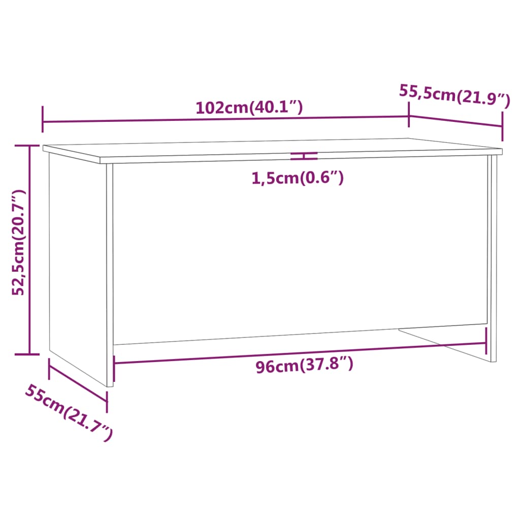 vidaXL Tavolino Grigio Sonoma 102x55,5x52,5 cm in Legno Multistrato