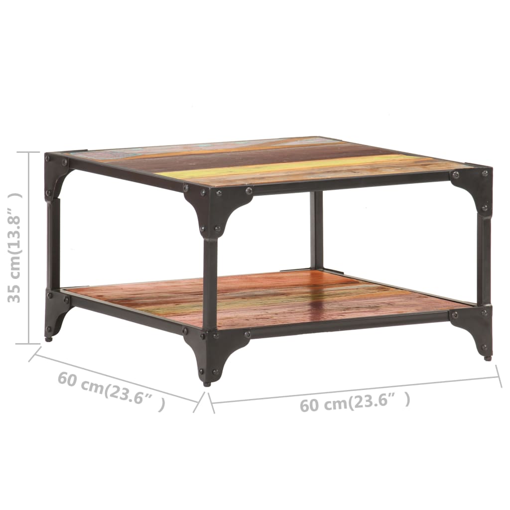 vidaXL Tavolino da Caffè 60x60x35 cm in Legno Massello di Recupero