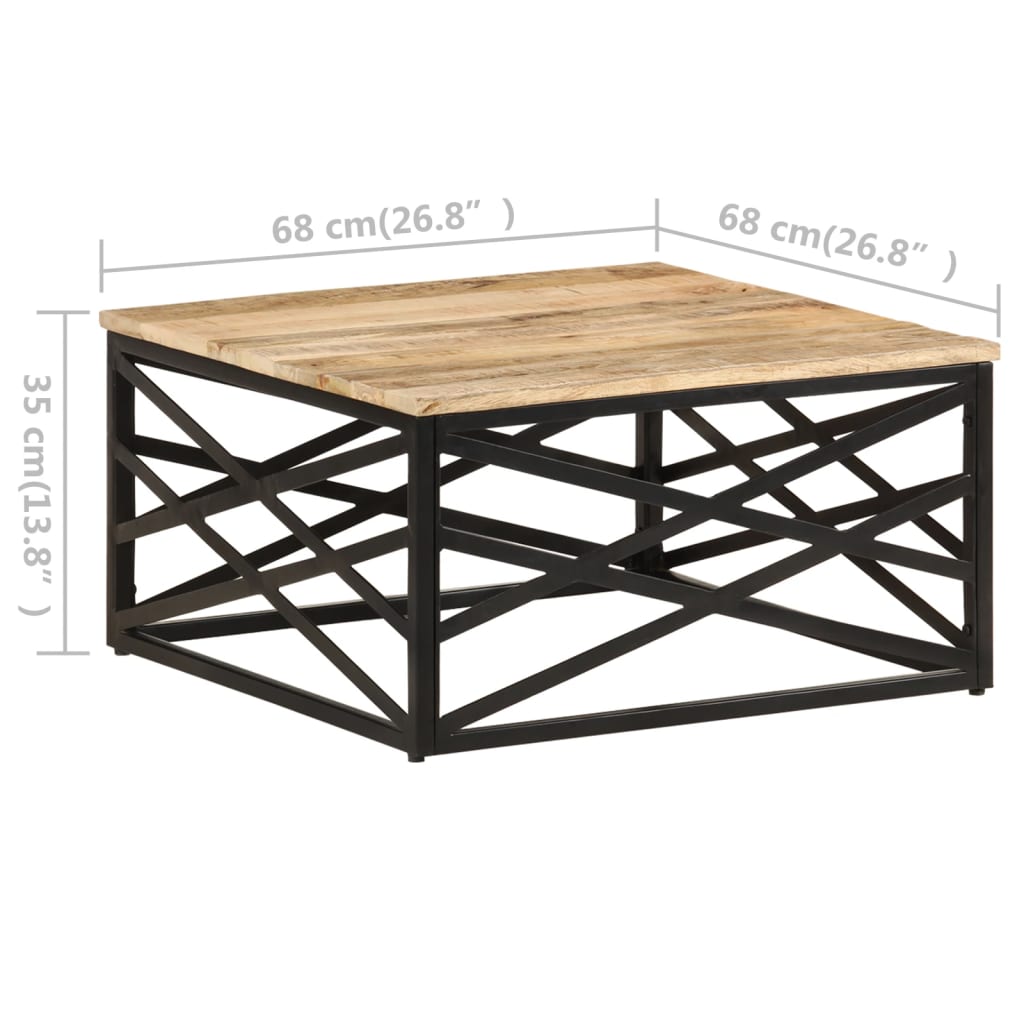 vidaXL Tavolino da Caffè 68x68x35 cm in Legno Massello di Mango