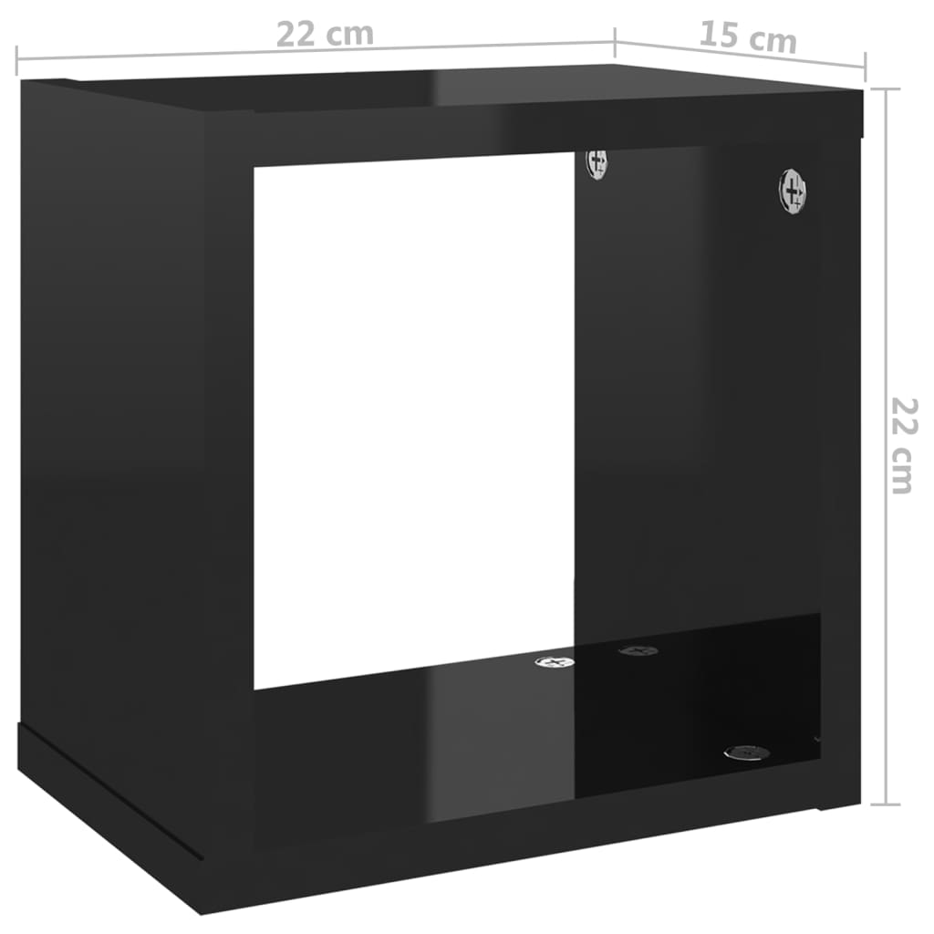 vidaXL Mensole Parete a Cubo 6 pz Nero Lucido 22x15x22 cm