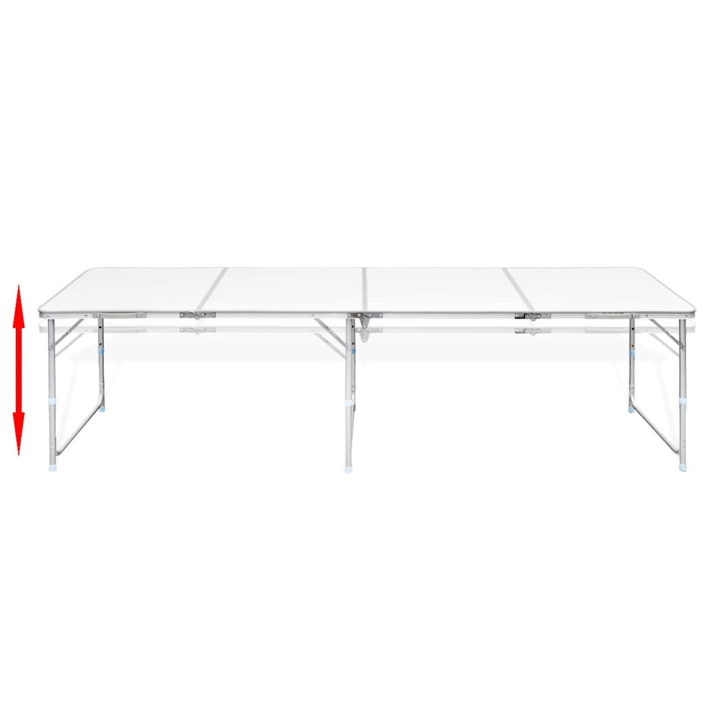 Tavolo da Campeggio Pieghevole Alluminio Regolabile 180x60 cm 