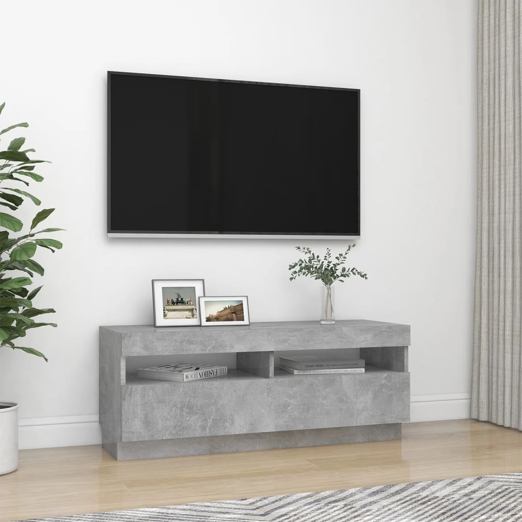 vidaXL Mobile Porta TV con Luci LED Grigio Cemento 100x35x40 cm