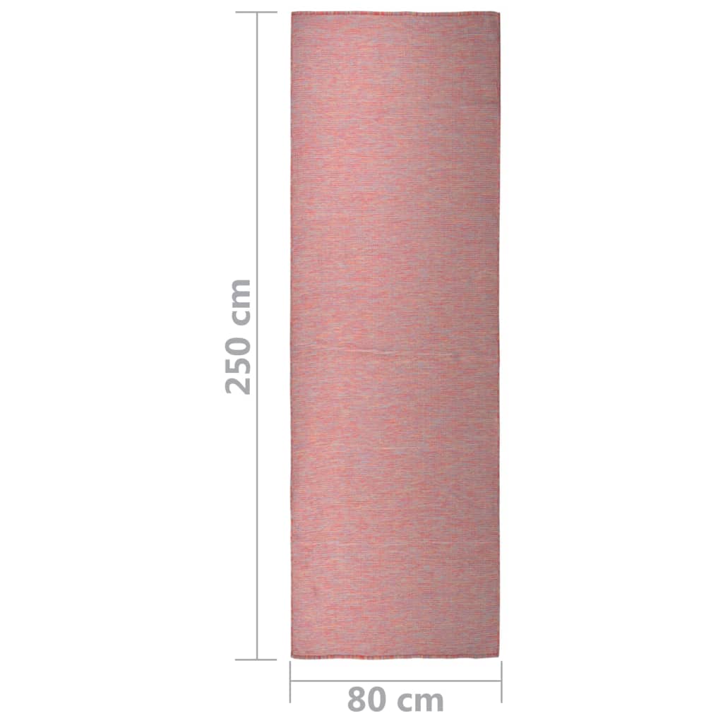 vidaXL Tappeto da Esterni a Tessitura Piatta 80x250 cm Rosso