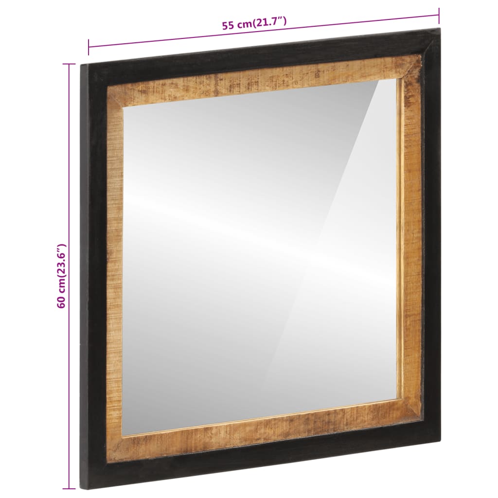 vidaXL Specchio da Bagno 55x1x60 cm in Vetro e Legno Massello di Mango