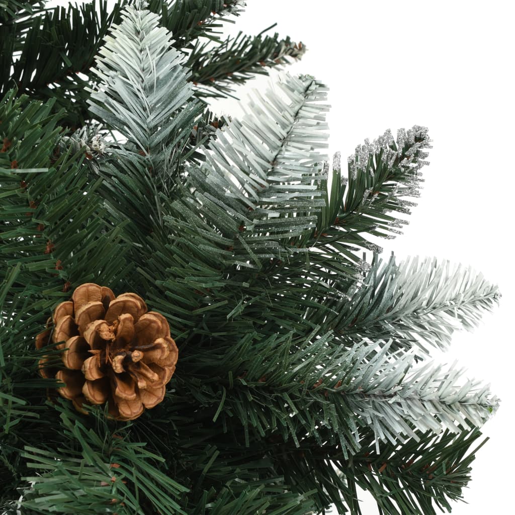 vidaXL Albero di Natale Artificiale Pigne e Brillantini Bianchi 150 cm
