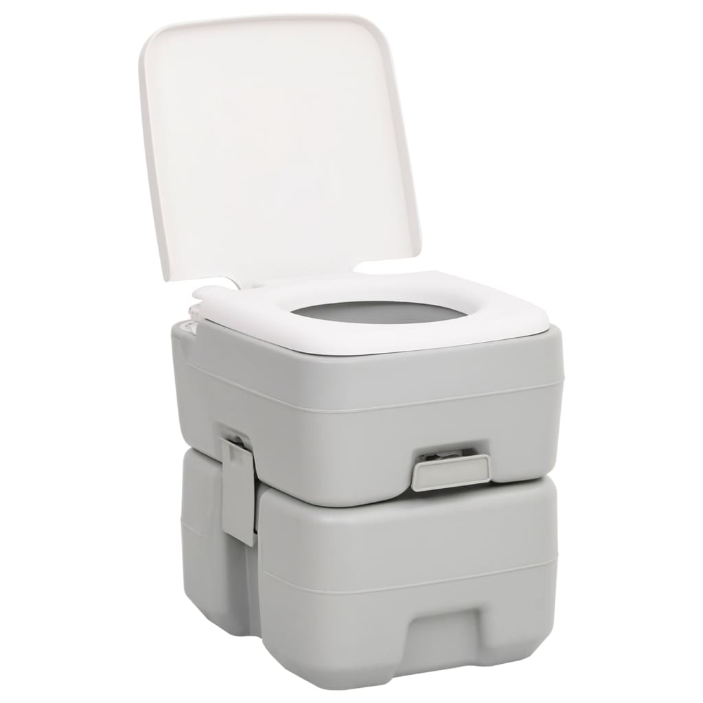 vidaXL Toilette da Campeggio Portatile Grigia e Bianca 20+10 L in HDPE
