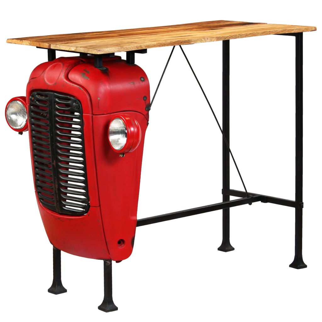 vidaXL Tavolino da Bar Trattore in Mango Massello 60x120x107cm Rosso