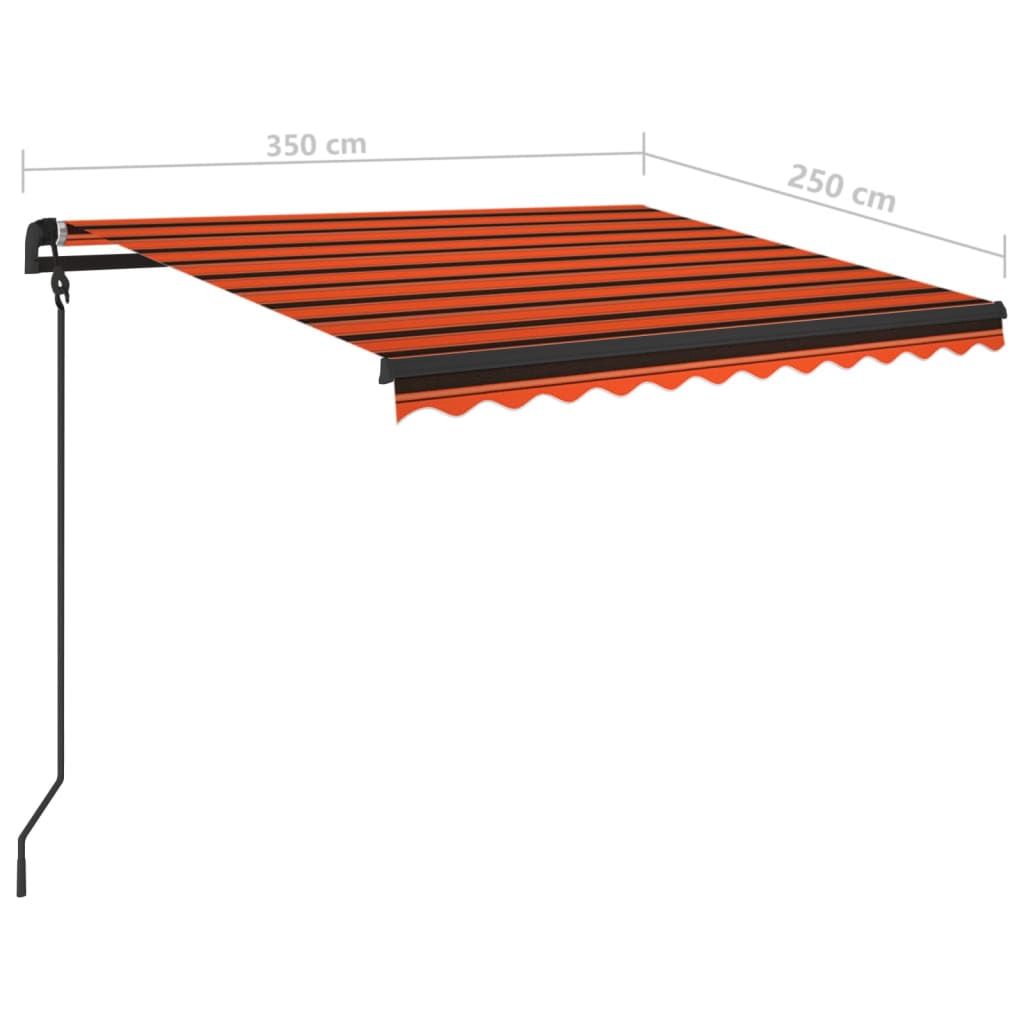 vidaXL Tenda Retrattile Manuale con Pali 3,5x2,5 m Arancione e Marrone
