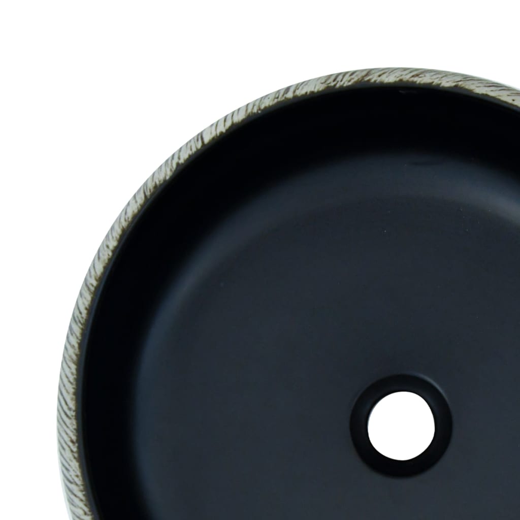 vidaXL Lavabo da Appoggio Nero e Grigio Rotondo Φ41x14 cm Ceramica