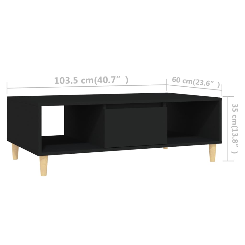 vidaXL Tavolino da Salotto Nero 103,5x60x35 cm in Legno Multistrato