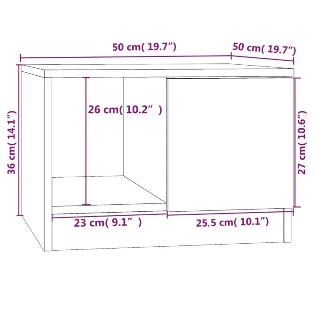 vidaXL Tavolino da Salotto Grigio Sonoma 50x50x36 cm Legno Multistrato