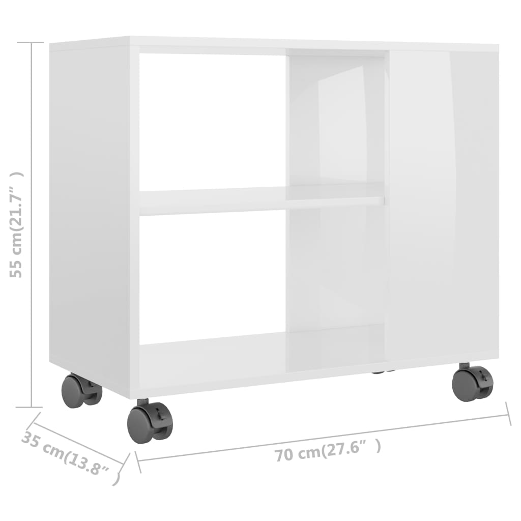 vidaXL Tavolino da Salotto Bianco Lucido 70x35x55 cm Legno Multistrato