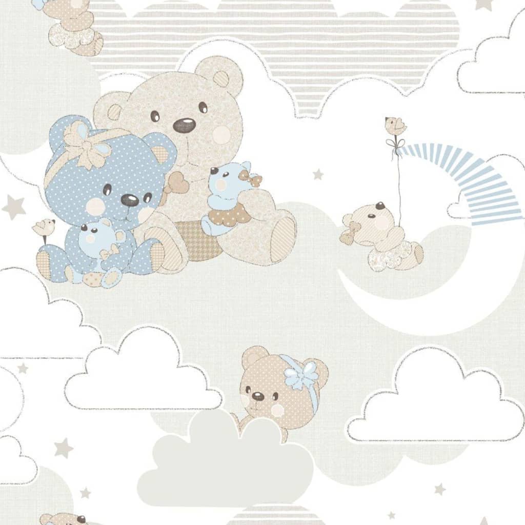 Noordwand Carta da Parati Mondo baby Hug Bears Blu e Beige