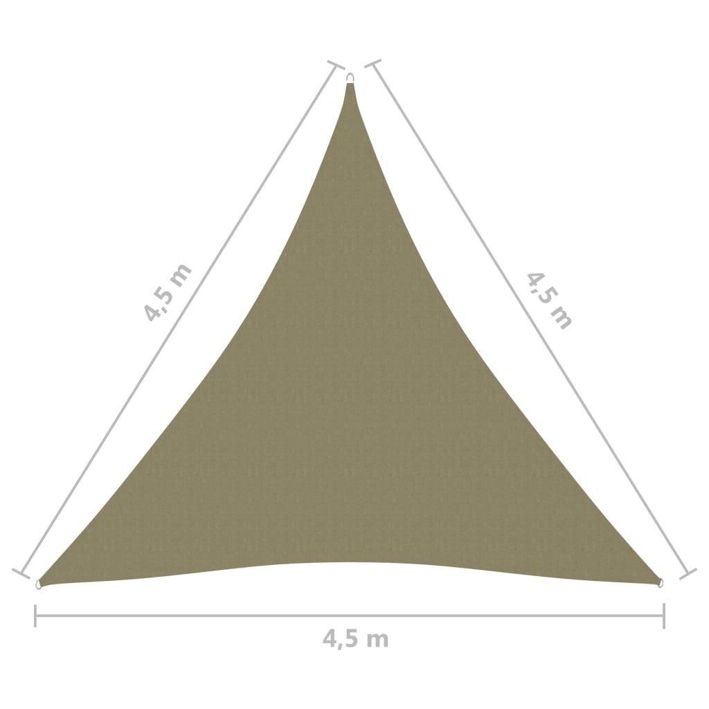 vidaXL Parasole a Vela Oxford Triangolare 4,5x4,5x4,5 m Beige