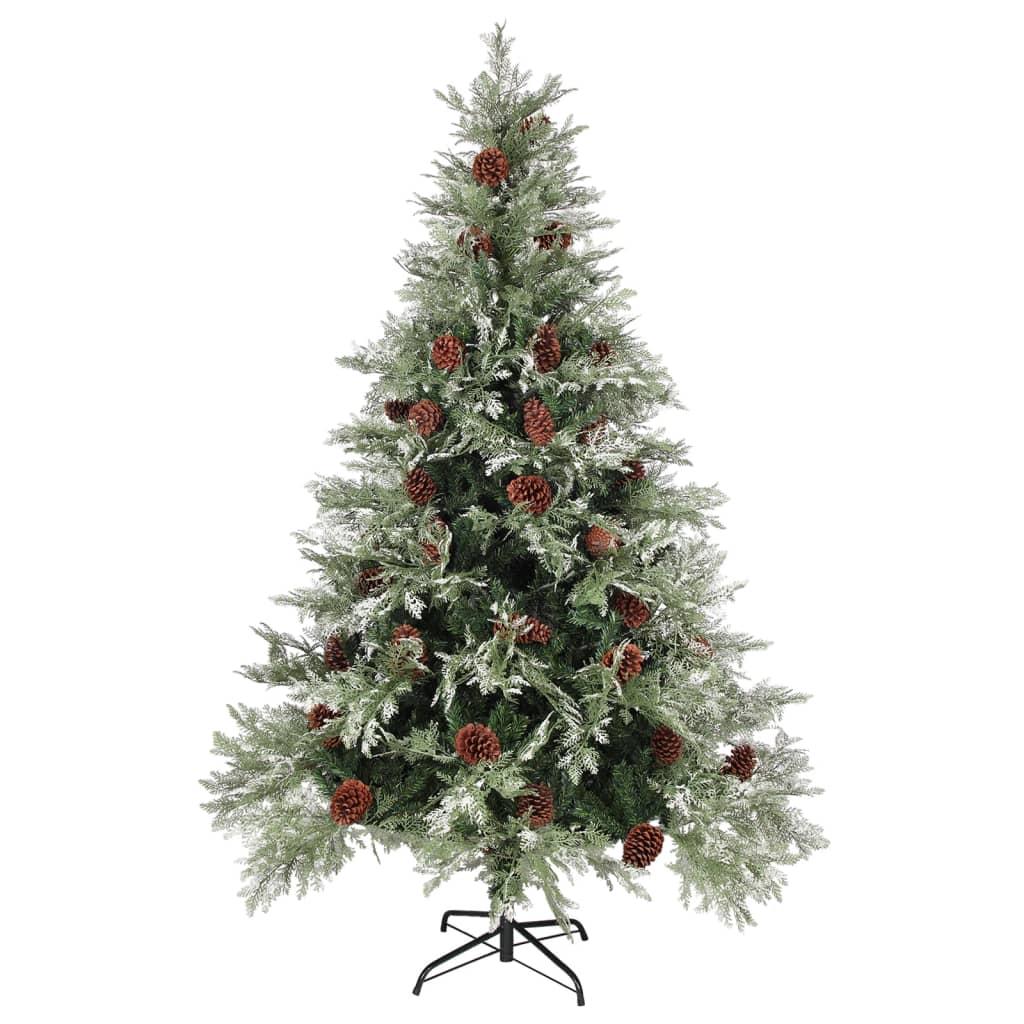 vidaXL Albero di Natale con Pigne Verde e Bianco 150 cm in PVC e PE