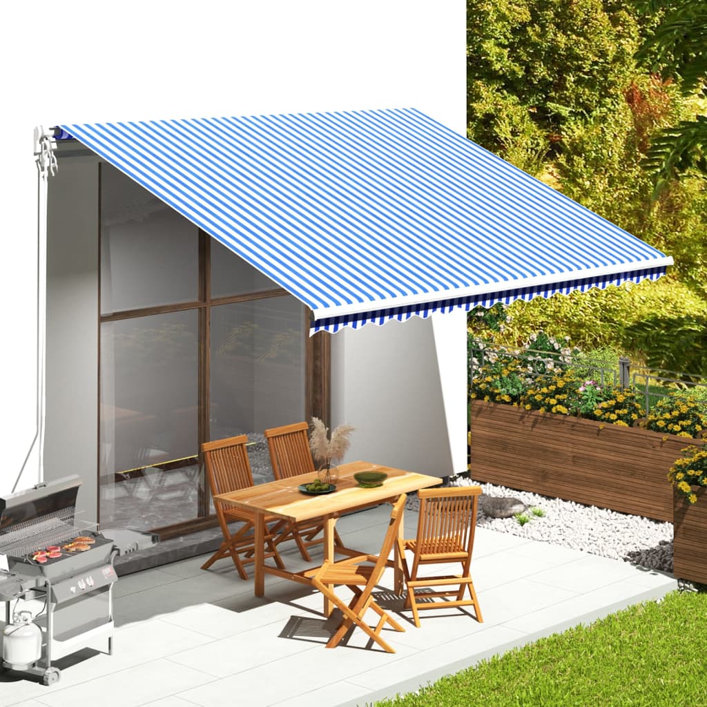 vidaXL Tessuto di Ricambio per Tenda da Sole Blu e Bianco 4,5x3,5 m