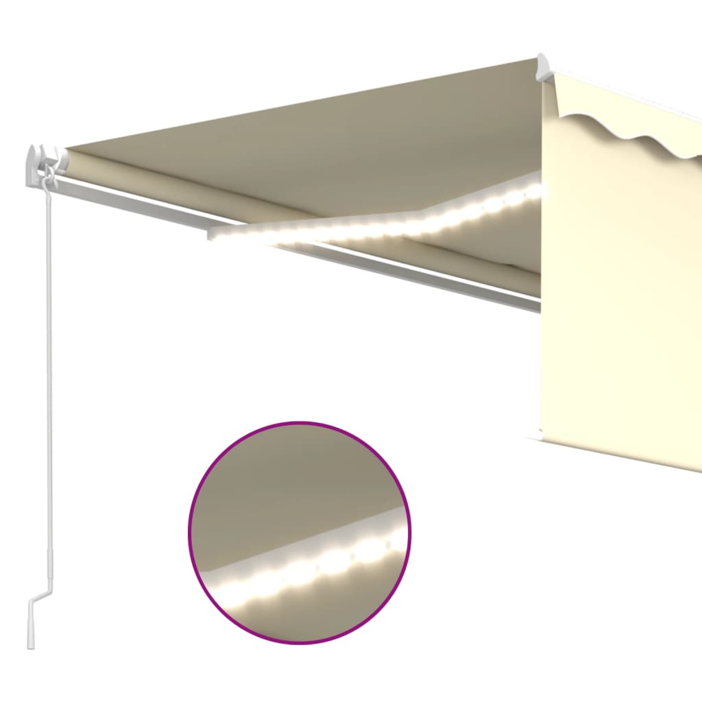 vidaXL Tenda da Sole Retrattile con Parasole e LED 4,5x3 m Crema