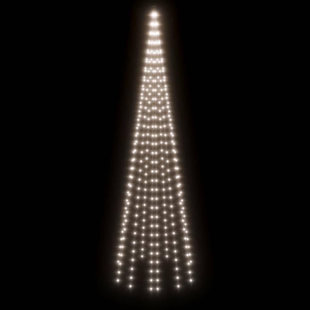 vidaXL Albero di Natale Pennone Bianco Freddo 310 LED 300 cm