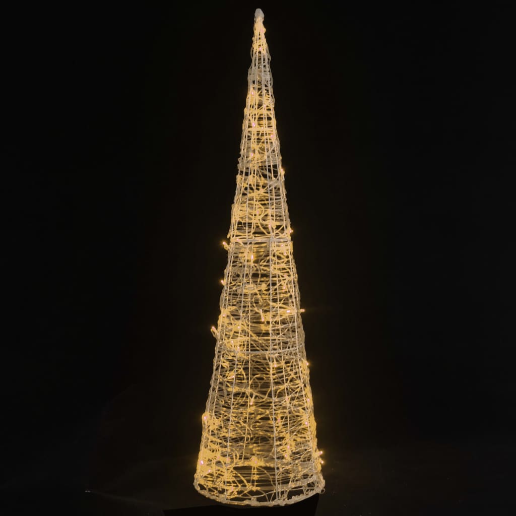 vidaXL Piramide Decorativa Cono Luce LED Acrilico Bianco Caldo 90 cm