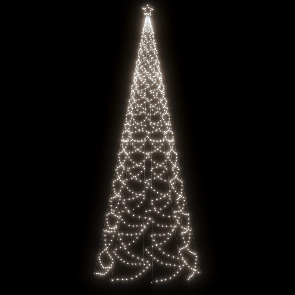 vidaXL Albero di Natale con Palo in Metallo 500 LED Bianco Freddo 5 m