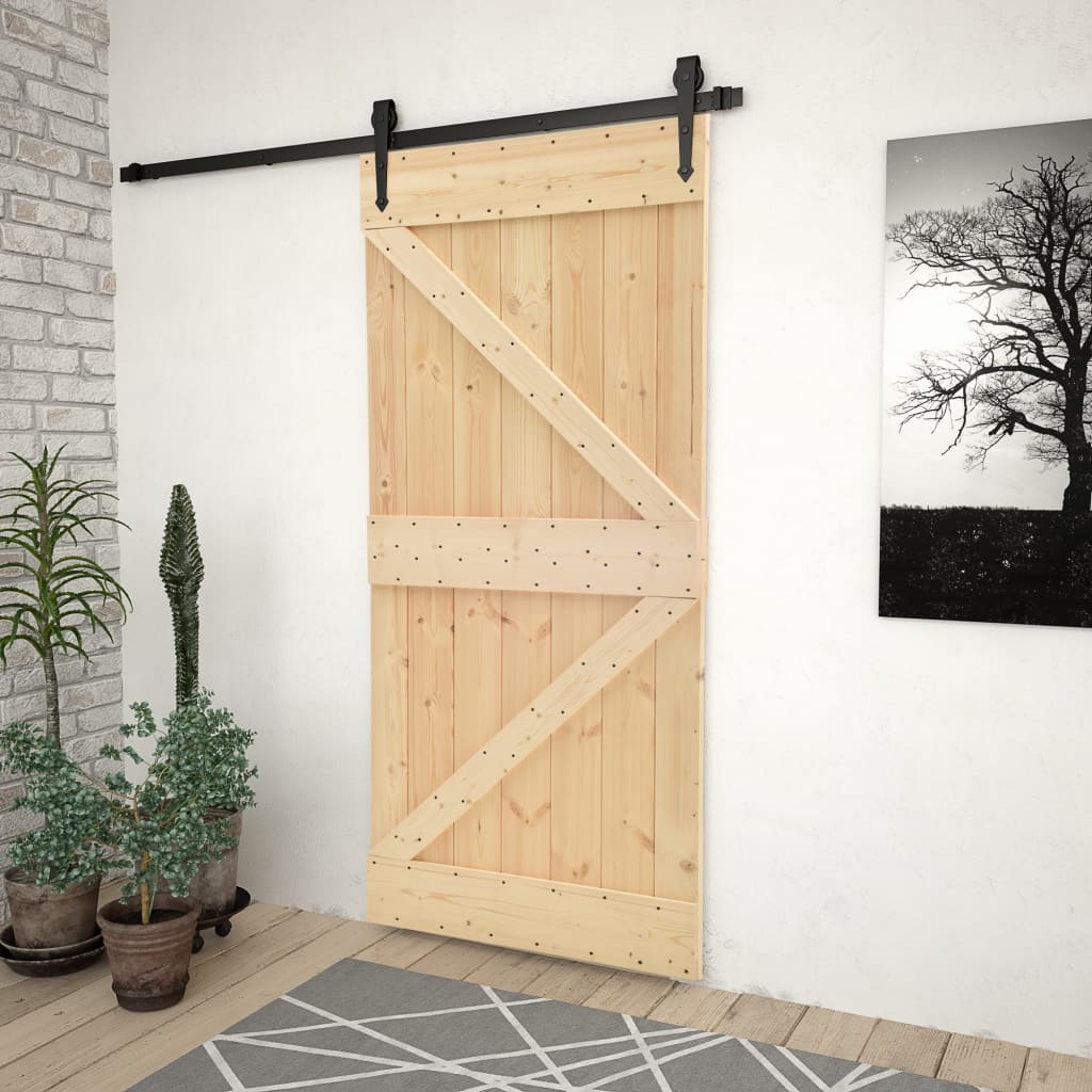 Porta Scorrevole In Legno Pino 90x210 Cm - Con Kit Hardware Per Montaggio - Foto 8