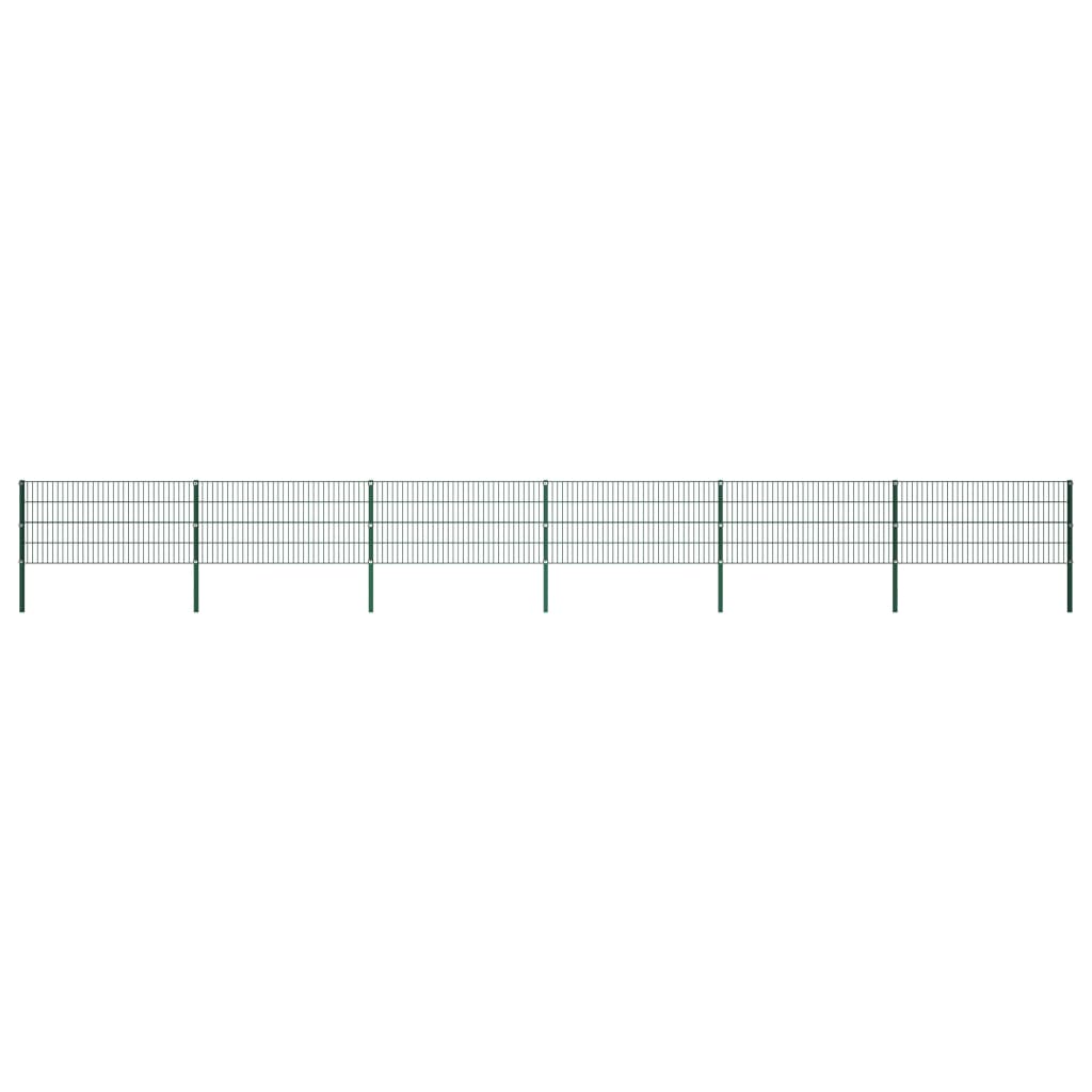 vidaXL Pannello di Recinzione con Pali in Ferro 10,2x0,8 m m Verde