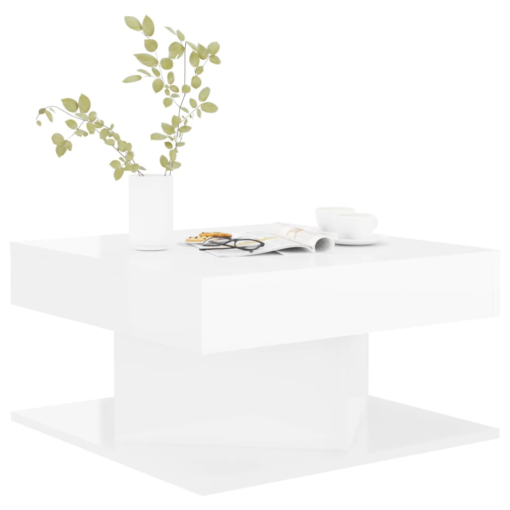 vidaXL Tavolino da Salotto Bianco Lucido 57x57x30 cm Legno Multistrato