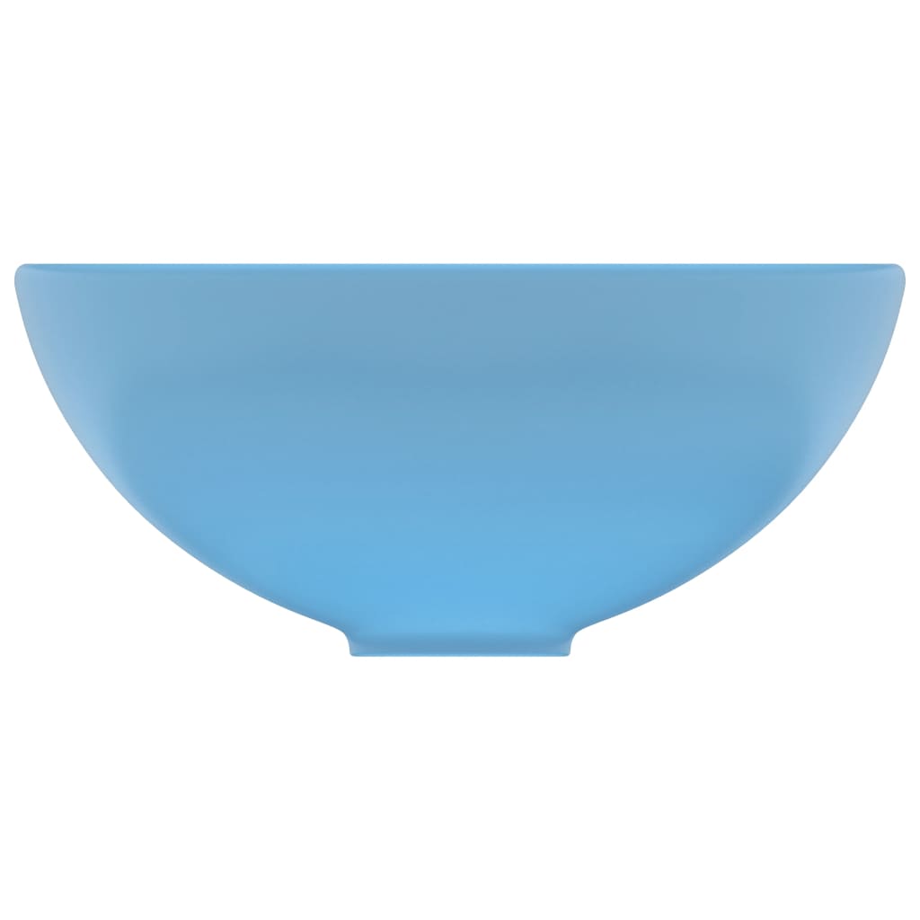 vidaXL Lavandino Lusso Rotondo Azzurro Opaco 32,5x14 cm in Ceramica